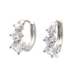 Boucles d'oreilles créoles en laiton zircon cubique micro pavé&nbsp;EJEW-Z121-06P