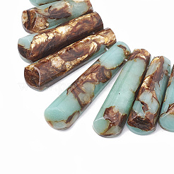 Zusammengesetzte Stränge aus Bronzit und synthetischen Aqua Terra Jaspisperlen&nbsp;X-G-S326-005