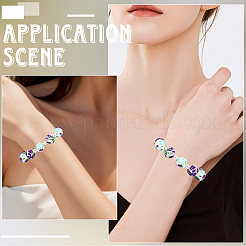 30 pièce de perles focales en silicone rondes imprimées avec un motif floral&nbsp;SIL-SC0002-84J