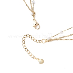 Collier à 3 rang avec pendentif en laiton et zircone cubique transparent&nbsp;NJEW-JN05472-03
