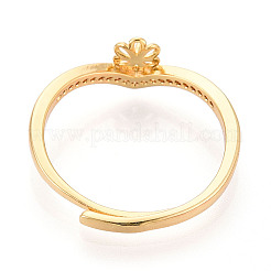 Bague en laiton avec micro pavé de zircones cubiques et fleur&nbsp;KK-N274-30G