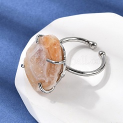 Natürliche Druzy-Achat-Manschettenringe&nbsp;RJEW-A084-01P