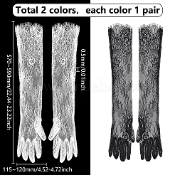 2 Paar lange Spitzenhandschuhe aus Polyester in zwei Farben&nbsp;AJEW-LP0008-33