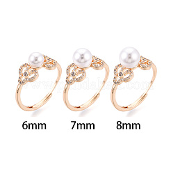 Herz Messing Micro Pave klare Zirkonia verstellbare Ringfassungen&nbsp;KK-T076-49G