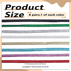 8 Paar glitzernde Polyester-Schnürsenkel in 8 Farben&nbsp;AJEW-LP0003-08