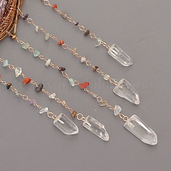 7 Chakra-Sonnenfänger aus mit Kupferdraht umwickeltem Lebensbaum aus natürlichen und synthetischen Steinsplittern&nbsp;HJEW-F027-10