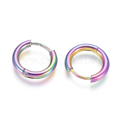 Orecchini a cerchio huggie in acciaio inossidabile placcato ionico (ip) 304&nbsp;EJEW-F111B-16mm-Y