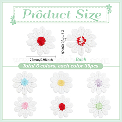 180 Stück 6 Farben Blumen-Applikationen aus Polyester zum Aufnähen.&nbsp;DIY-PH0029-28