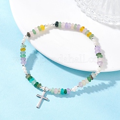 Bracciali con ciondolo in acciaio inossidabile 304 incrociati&nbsp;BJEW-JB13112-01