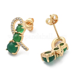 Orecchini a bottone in ottone con zirconi chiari e micro pavè&nbsp;EJEW-G415-02A-G