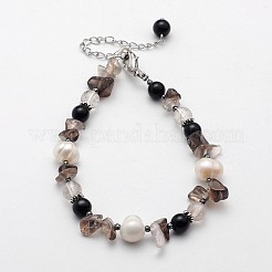 Bracciali di perline naturale pietra misti e perle&nbsp;BJEW-JB01982