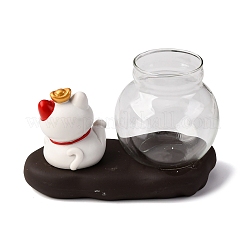 Decoraciones de exhibición de resina con forma de gato de la suerte y pez dorado&nbsp;PW-WG9CA52-07