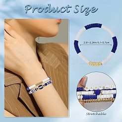1 juego de pulseras elásticas de cuentas heishi de arcilla polimérica hechas a mano&nbsp;BJEW-SZ0002-67B-01
