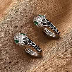 925 orecchini a cerchio in argento e zirconi cubici&nbsp;EJEW-F368-02P