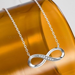 Colliers avec pendentif en forme de 8 en argent sterling plaqué rhodium et 925 zircones cubiques pour femmes&nbsp;NJEW-BB72241
