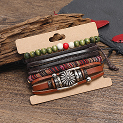 Ensembles de bracelets réglables en cuir de vache de style punk&nbsp;WG74349-01