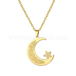 Collana con ciondolo a forma di luna e stella in acciaio inossidabile 304 con strass di cristallo per donna&nbsp;WGB7A8F-02