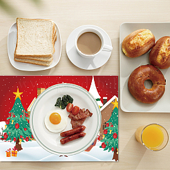 Set de table rectangle avec motif père noël en coton et lin&nbsp;AJEW-WH0196-003