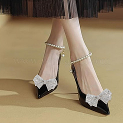 4 Stück Schuhdekoration mit Strass-Schleife in 2 Farben&nbsp;AJEW-HY0001-78
