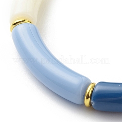 Imitation Jade Acryl Curved Tube Perlen Stretch-Armband für Frauen&nbsp;BJEW-JB08436-01
