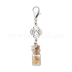 Pendentif décoratif en forme de bouteille à souhaits en verre avec éclats de lapis-lazuli&nbsp;HJEW-JM03308