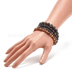 4pcs ensemble de bracelets extensibles en perles rondes en agate naturelle de 4 tailles&nbsp;BJEW-JB08196