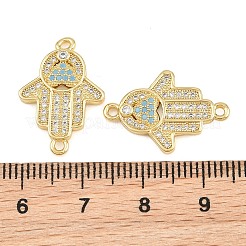 Breloques connecteurs en laiton micro pavées en oxyde de zirconium bleu ciel profond&nbsp;CU-CBAB719-07G-A