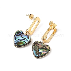 Herzförmige Ohrstecker mit Abalone-/Paua-Muschelperlen&nbsp;EJEW-JE07317