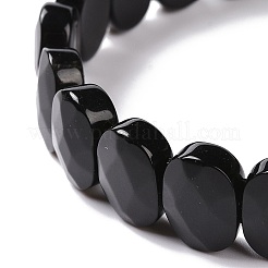 Bracciale elasticizzato con perline ovali in ossidiana naturale&nbsp;G-E010-01U
