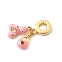 Europäische Anhänger aus Messing mit rosa Emaille&nbsp;KK-F904-24G