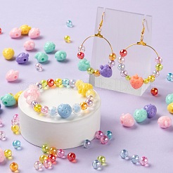 380 pièces perles acryliques fraises et rondes avec 1 rouleaux de fil de cristal élastique transparent&nbsp;DIY-LS0001-08