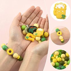 50 Stück 19 Stile Saint Patrick's Day Silikon & Messing Strass Abstandsperlen Zubehörse Kits&nbsp;DIY-FS0010-50