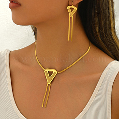 Set di orecchini e collane con nappa triangolare in acciaio inossidabile 201 in stile vintage per feste da donna&nbsp;SQ0864