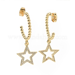 Anillo de circonio cúbico transparente con aretes colgantes de estrella&nbsp;EJEW-C008-14G