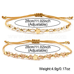 2 Stück geflochtenes Armband aus Messing- und Glasperlen für Damen&nbsp;IU7406-2