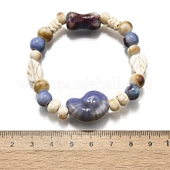 Handgefertigte Porzellanperlen & synthetische Howlithperlen Stretch-Armbänder für Frauen&nbsp;LS-BJEW-D307-01C