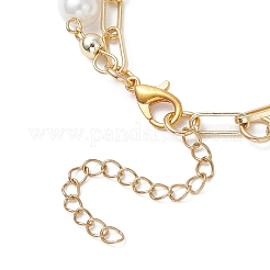 Mehrreihige Armbänder aus ABS-Kunststoff mit Imitationsperlen und Messing-Büroklammerkette für Damen&nbsp;BJEW-JB12889
