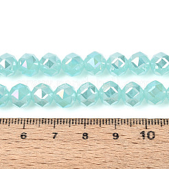 Ab farbig plattierte Stränge aus runden Imitations-Jadeglasperlen&nbsp;EGLA-T029-8mm-12J-03