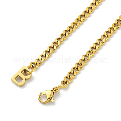Collana con ciondolo lettera iniziale B in acciaio inossidabile placcato ionico (ip) 304 con catene a maglie per donna&nbsp;NJEW-M199-02G