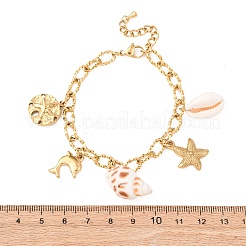 Delfin- und Seestern-Charm-Armbänder aus 304er Edelstahl für Damen&nbsp;BJEW-F516-01G