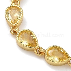 Bracciali a catena con maglie in ottone a goccia e zirconi cubici per donna&nbsp;BJEW-P385-06G-05