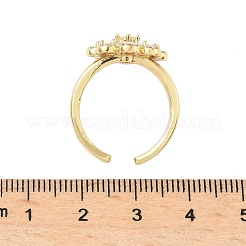 Manschettenringe aus Messing mit Mikropavé und Zirkonia in Blumenform für Damen&nbsp;RJEW-A069-01B-G