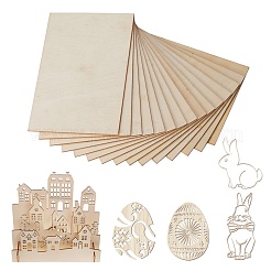Feuilles de bois rectangulaires non finies et non peintes&nbsp;WOOD-WH0100-19