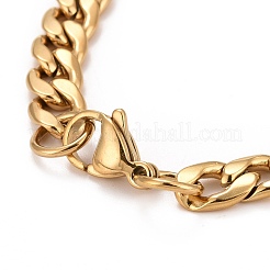 Bracelet à maillons rectangulaires en acier inoxydable 201 avec placage sous vide PVD et chaînes gourmettes pour hommes et femmes&nbsp;STAS-E160-26G