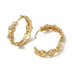 Orecchino a cerchio con micro pavé di zirconi cubici in ottone placcato oro kc&nbsp;EJEW-L271-16KCG-01