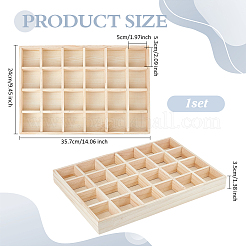 24 Gitter Holz Schmuck Display Tabletts für Ohrringe Ringe Armbänder Halsketten&nbsp;AJEW-WH0673-70