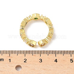 Offene Manschettenringe aus Messing mit Mikropavé und Zirkonia&nbsp;RJEW-V009-10G
