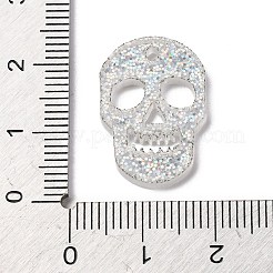 Breloques connecteurs en acrylique transparent en forme de crâne avec paillettes&nbsp;OACR-B027-02A