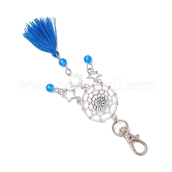 Pendentif décoratif en alliage et perles de jade malaisien naturel et teinté&nbsp;HJEW-JM02937