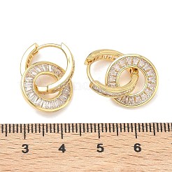 Pendientes de aro de latón con micro circonitas y cubic zirconia transparente&nbsp;EJEW-C181-09G
